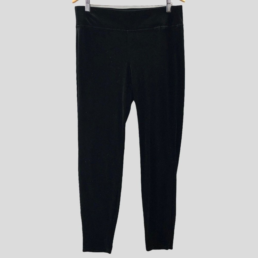 Nine West Soft Velour Skinny Pull On Pants Womens Medium Black Leggings Comfort